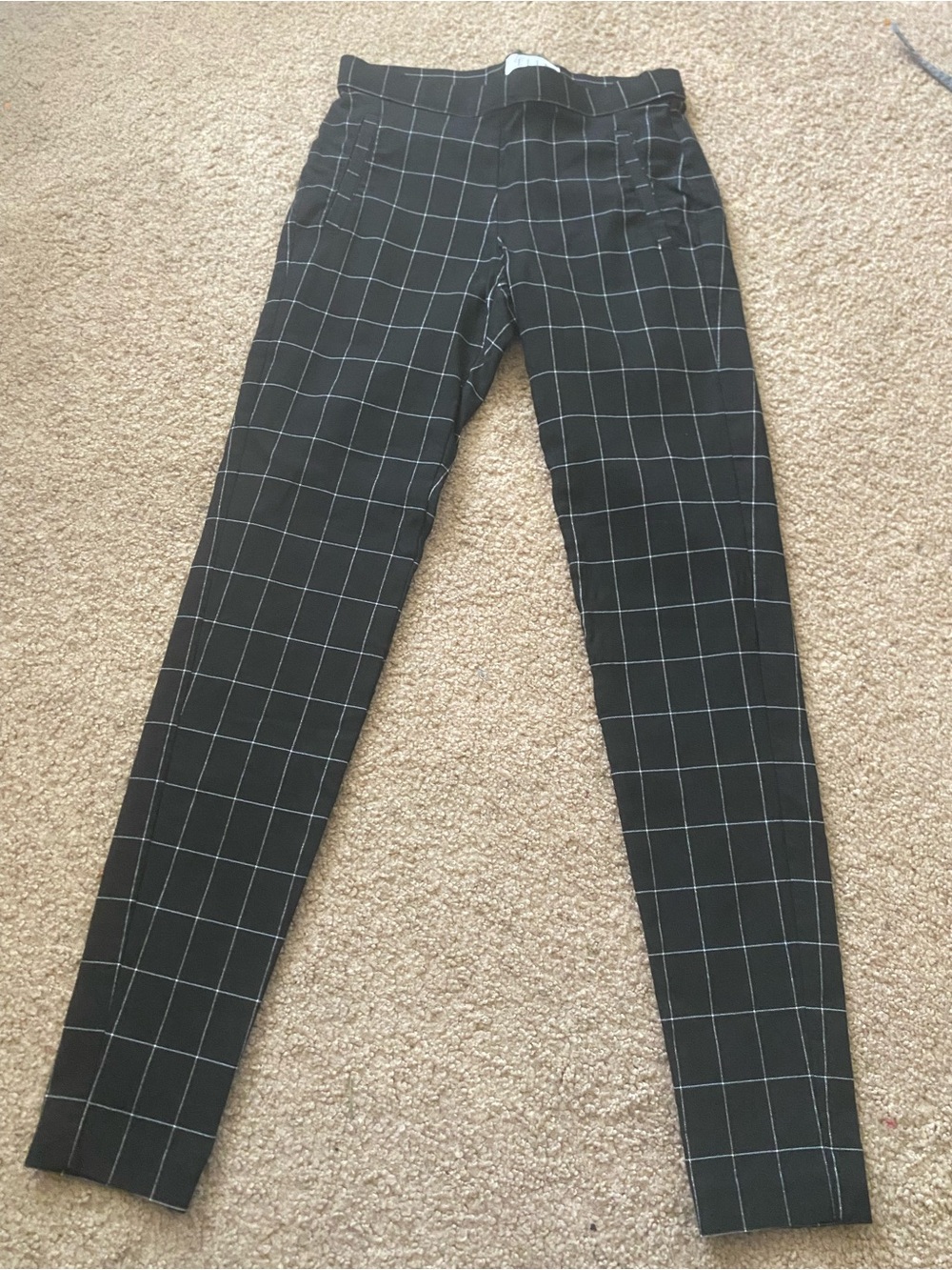Elle Womens Windowpane Pull On Skinny Ankle Pants XS